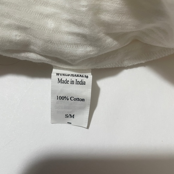 World Market S/M White NEW BabyDoll Blouse 100% Cotton Small / Medium - Picture 3 of 6